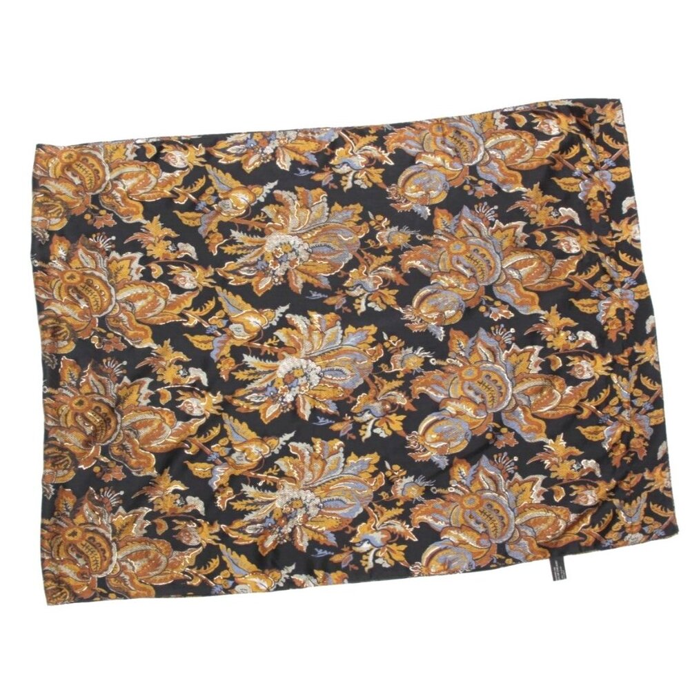Art Institute Of Chicago Floral Silk Black Metallic Gold Scarf 67 x 26 /587